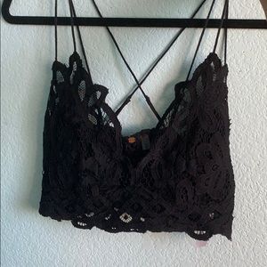 Free People One Adella Lace Bralette Black sz M